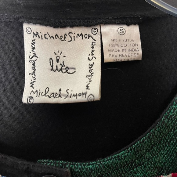 Michael Simon Lite Cardigan Multicolored Dogs 100% Cotton Size Small - Picture 2 of 11